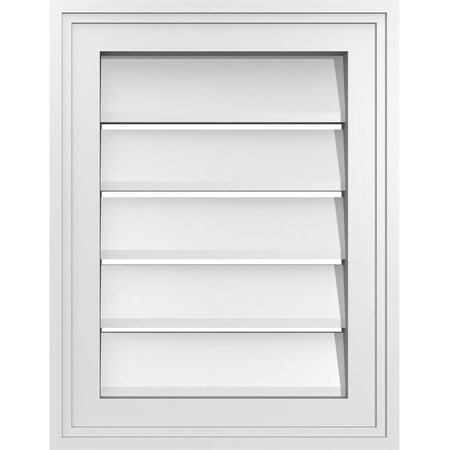 Ekena Millwork Vertical Surface Mount PVC Gable Vent: Functional, w/ 2"W x 1-1/2"P Brickmould Frame, 14"W x 18"H GVPVE14X1802SF